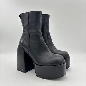 Naked Wolfe Sugar Black Stretch Platform Boots Women's 10